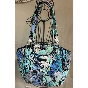 Vera Bradley Blue Camofloral Retired Tote Handbag Purse EUC